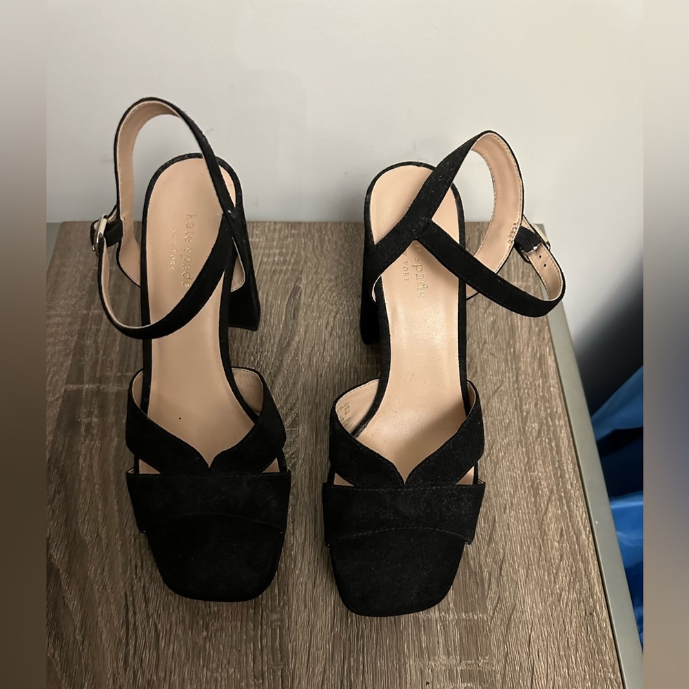 Kate Spade black suede blocked heels